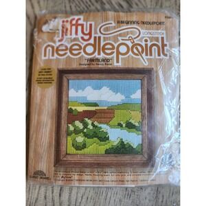 Jiffy Needlepoint Sunset Designs Vintage Farmland #5857 New NOS needlepoint